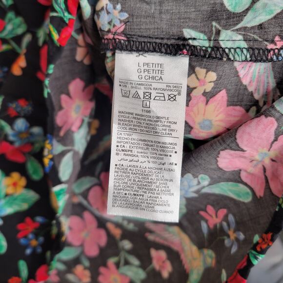 Old Navy Black Tank Dress Womens Size L Petite Dark Floral Tropical Summer Beach - Picture 7 of 7